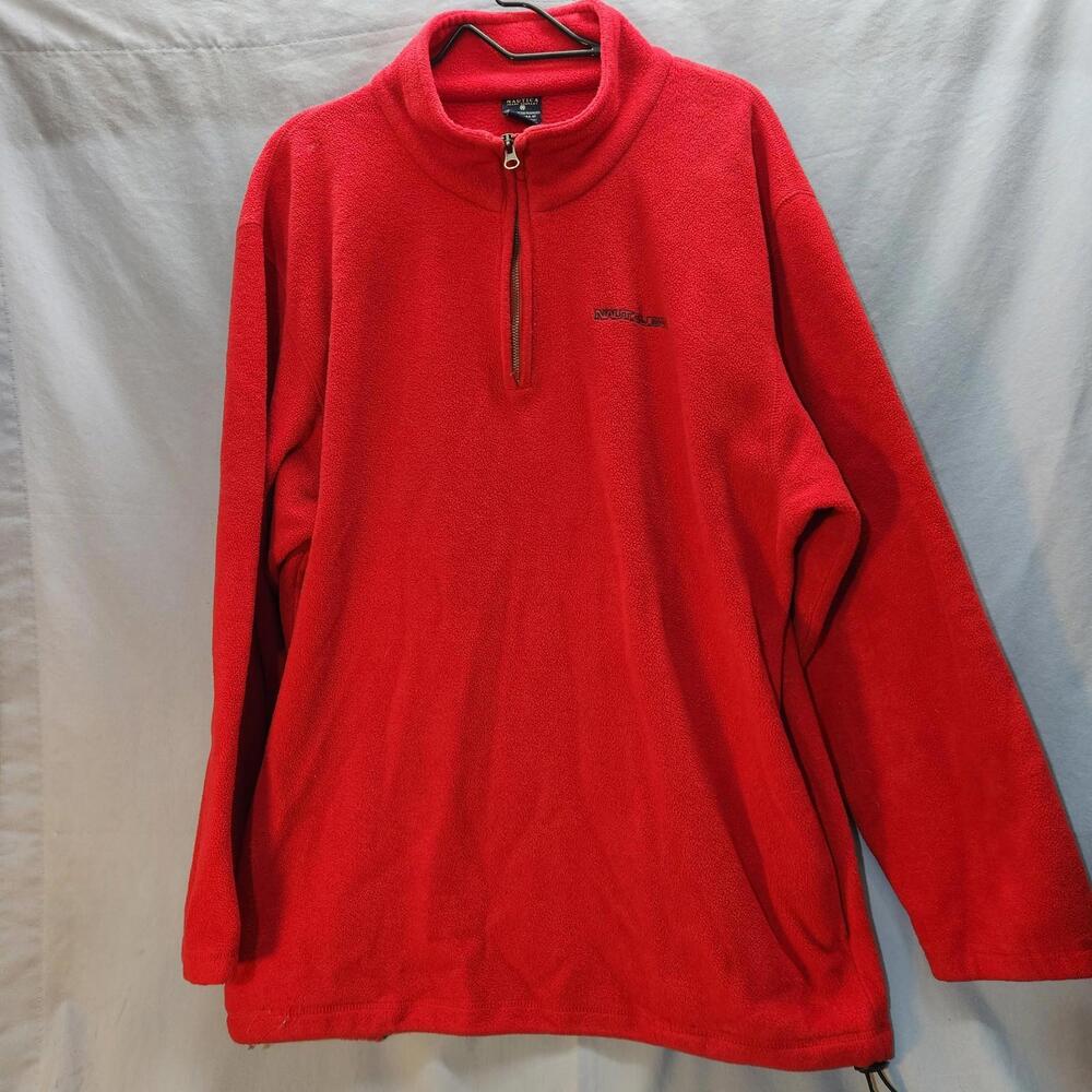 Nautica Jeans Red Fleece Quarter Zip‎ Sweatshirt Size Large